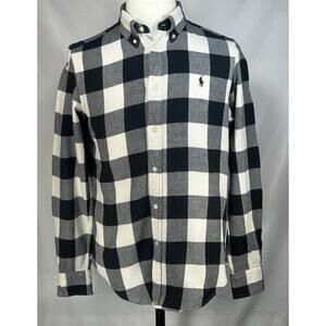 Ralph Lauren Classic Fit Flannel Oxford Button Up B/W Mens L